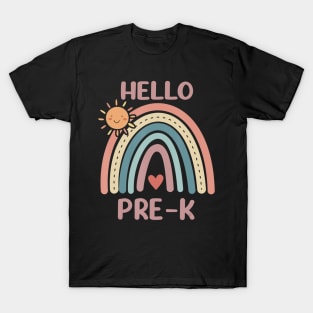 Boho Rainbow Teachers Hello Pre-K T-Shirt